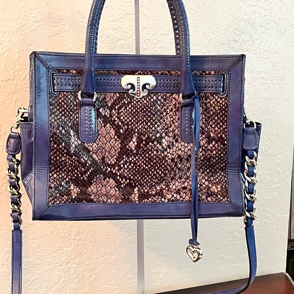 BRIGHTON Renault Python & Blue Patent Leather Satchel 💙Stunning!